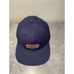 HURLEY Navy Schuster Logo Snapback Hat Ballcap Flat Bill